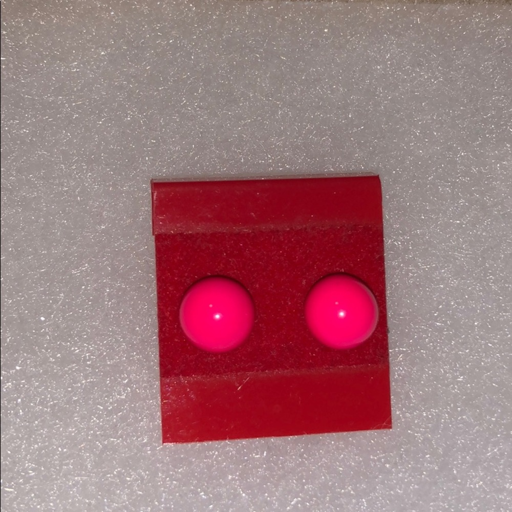 Neon pink ball earrings🐠